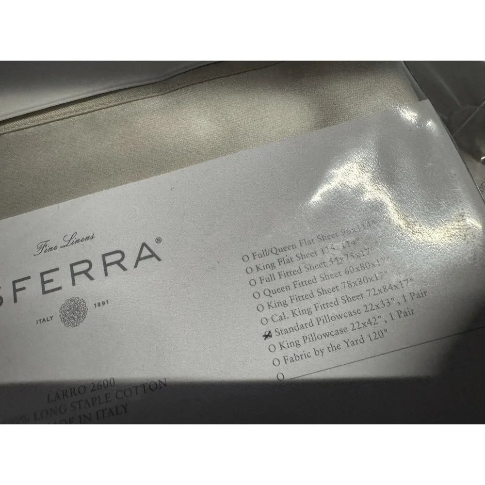 SFERRA Luxury Larro 2600‎ Beige Standard Pillowcase Set of Two 22x33